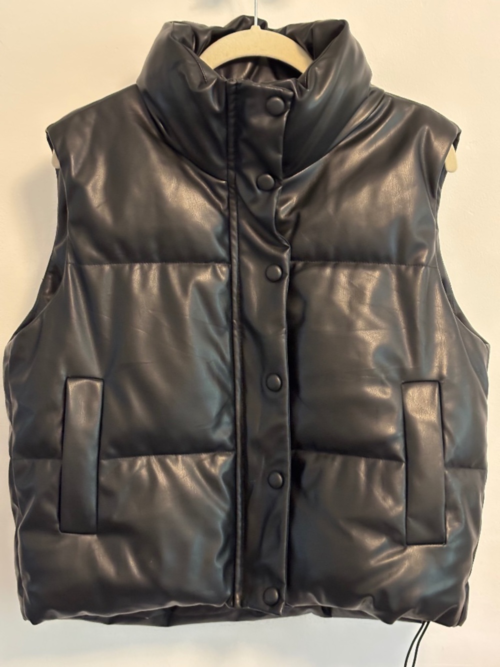 Faux leather puffer vest - small